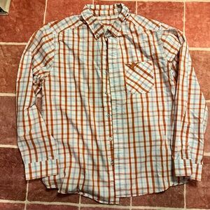 Antigua Orange & White Plaid Men's Button-Up Shirt